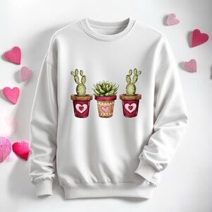 Valentine's Sweatshirt Stuck on you Cactus S M L XL Gardners, Moms Granmas New
